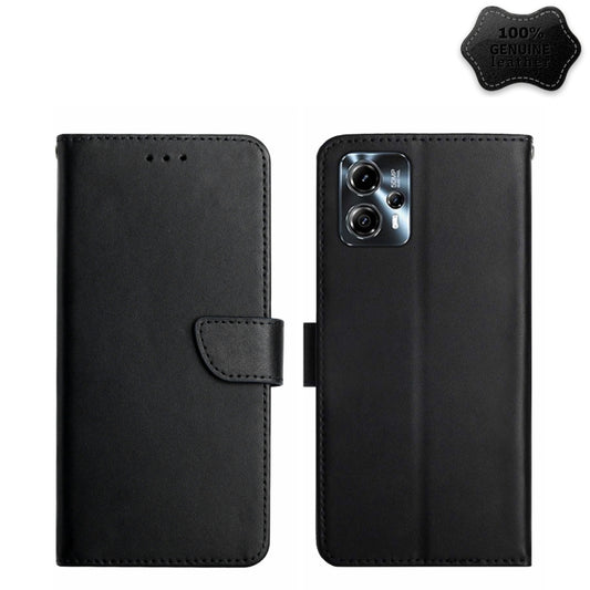 For Motorola Moto G23 4G/G13 4G Genuine Leather Fingerprint-proof Flip Phone Case(Black) - Motorola Cases by PMC Jewellery | Online Shopping South Africa | PMC Jewellery | Buy Now Pay Later Mobicred