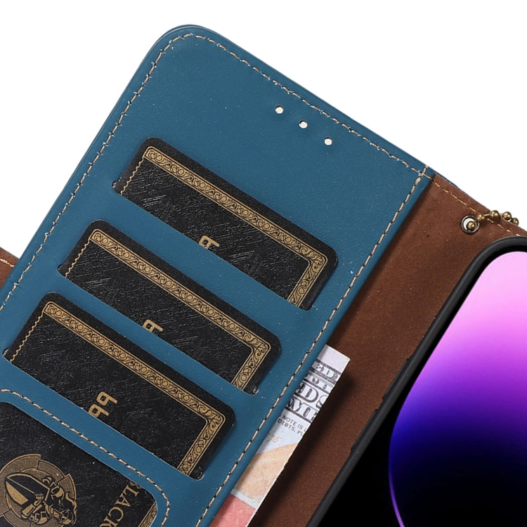 For OnePlus 11 Genuine Leather Magnetic RFID Leather Phone Case(Blue) - OnePlus Cases by PMC TechLife | Online Shopping South Africa | PMC TechLife | Buy Now Pay Later Mobicred