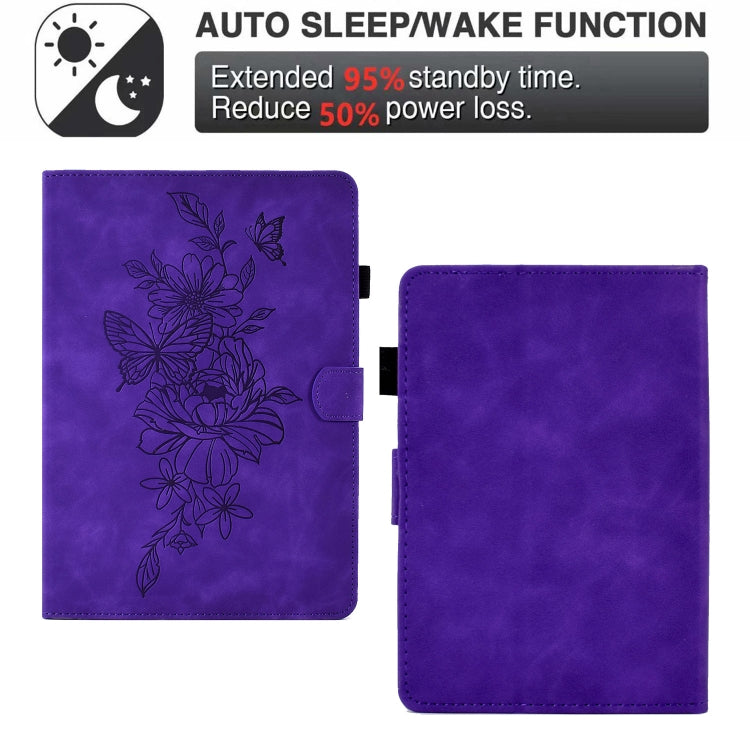 For Amazon Kindle 11th 2022 Peony Butterfly Embossed Leather Smart Tablet Case(Purple) - Amazon by PMC TechLife | Online Shopping South Africa | PMC TechLife | Buy Now Pay Later Mobicred