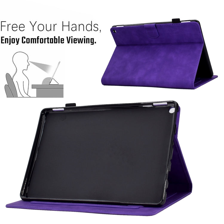 For Amazon Kindle Fire HD10 2021 Peony Butterfly Embossed Leather Smart Tablet Case(Purple) - Amazon by PMC TechLife | Online Shopping South Africa | PMC TechLife | Buy Now Pay Later Mobicred