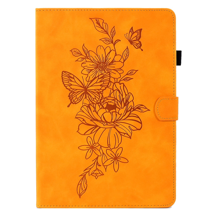 For Amazon Kindle Fire HD8 2022 Peony Butterfly Embossed Leather Smart Tablet Case(Khaki) - Amazon by PMC TechLife | Online Shopping South Africa | PMC TechLife | Buy Now Pay Later Mobicred
