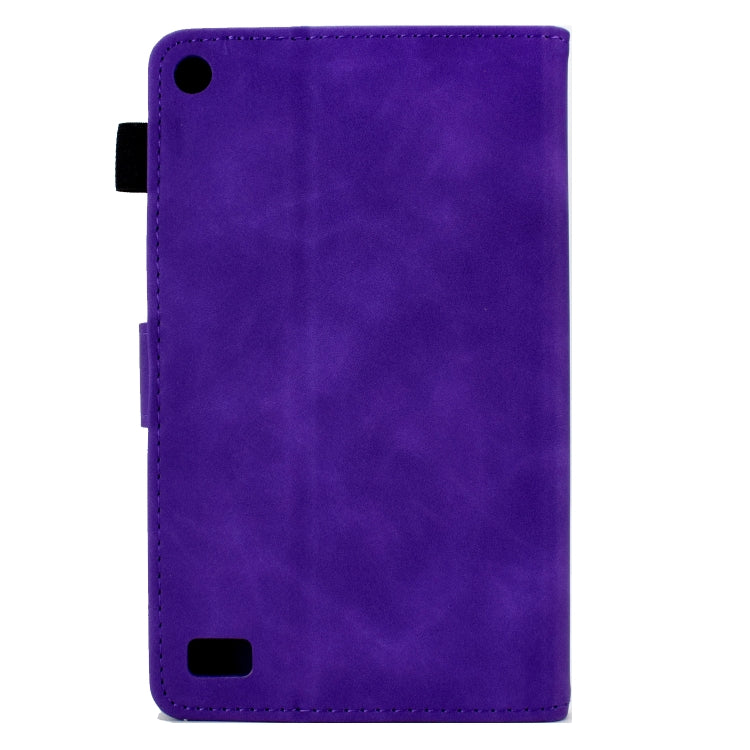 For Amazon Kindle Fire 7 2019/2017/2015 Peony Butterfly Embossed Leather Smart Tablet Case(Purple) - Amazon by PMC TechLife | Online Shopping South Africa | PMC TechLife | Buy Now Pay Later Mobicred