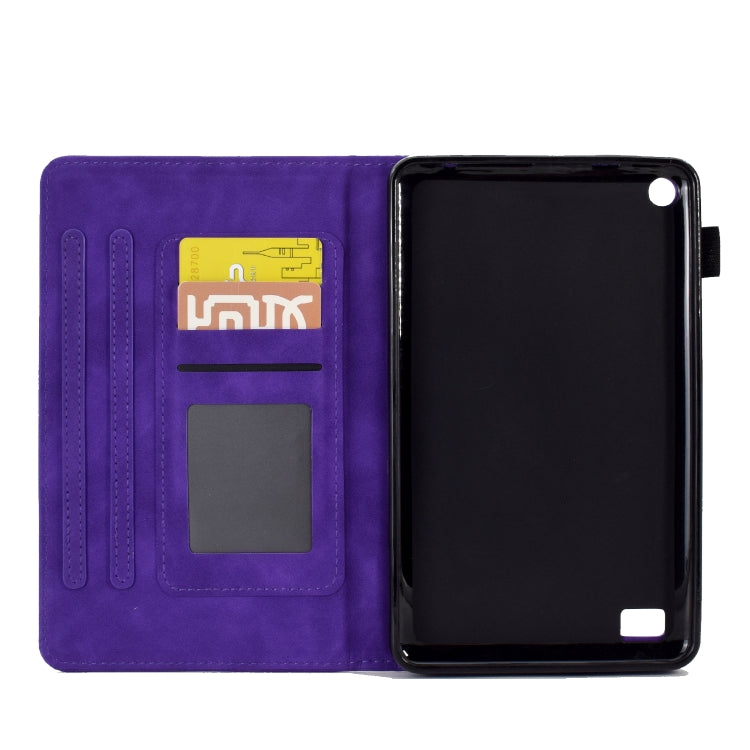 For Amazon Kindle Fire 7 2019/2017/2015 Peony Butterfly Embossed Leather Smart Tablet Case(Purple) - Amazon by PMC TechLife | Online Shopping South Africa | PMC TechLife | Buy Now Pay Later Mobicred