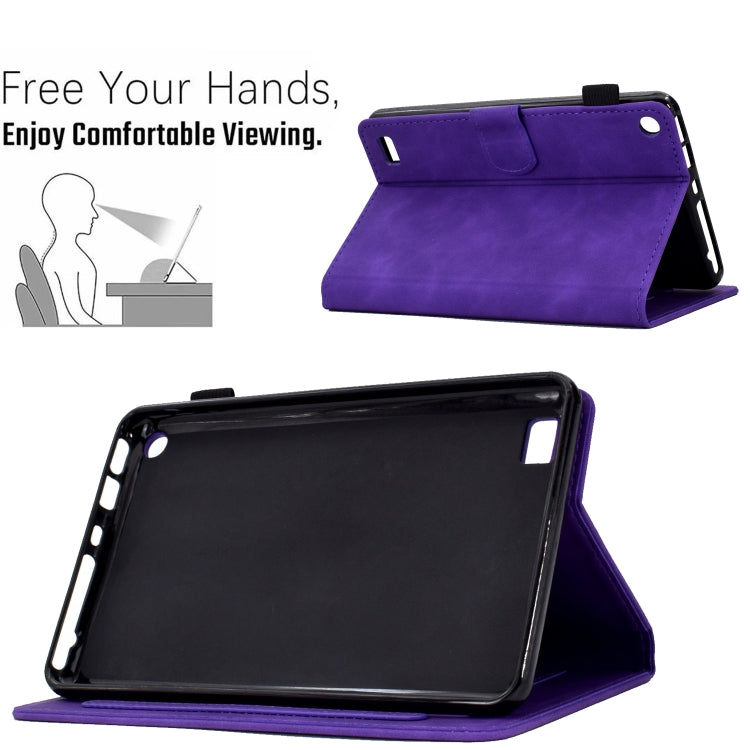 For Amazon Kindle Fire 7 2019/2017/2015 Peony Butterfly Embossed Leather Smart Tablet Case(Purple) - Amazon by PMC TechLife | Online Shopping South Africa | PMC TechLife | Buy Now Pay Later Mobicred