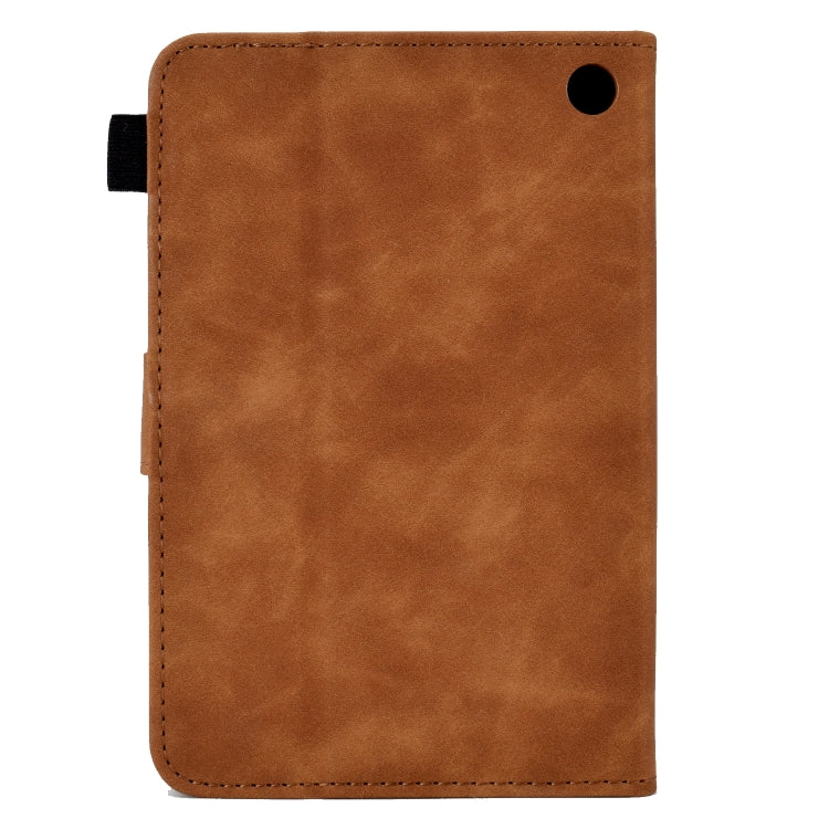 For Amazon Kindle Fire 7 2022 Peony Butterfly Embossed Leather Smart Tablet Case(Brown) - Amazon by PMC TechLife | Online Shopping South Africa | PMC TechLife | Buy Now Pay Later Mobicred