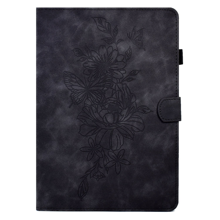For Amazon Kindle Fire 7 2022 Peony Butterfly Embossed Leather Smart Tablet Case(Black) - Amazon by PMC TechLife | Online Shopping South Africa | PMC TechLife | Buy Now Pay Later Mobicred