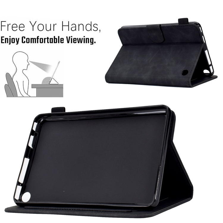 For Amazon Kindle Fire 7 2022 Peony Butterfly Embossed Leather Smart Tablet Case(Black) - Amazon by PMC TechLife | Online Shopping South Africa | PMC TechLife | Buy Now Pay Later Mobicred