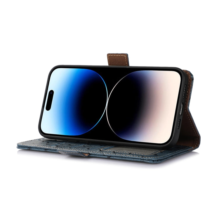 For Motorola Moto E13 4G 2023 Ostrich Pattern Genuine Leather RFID Phone Case(Blue) - Motorola Cases by PMC TechLife | Online Shopping South Africa | PMC TechLife | Buy Now Pay Later Mobicred