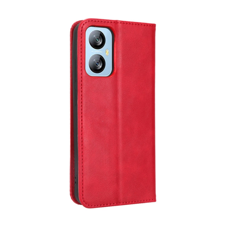 For Blackview A52 Magnetic Buckle Retro Texture Leather Phone Case(Red) - More Brand by PMC TechLife | Online Shopping South Africa | PMC TechLife | Buy Now Pay Later Mobicred