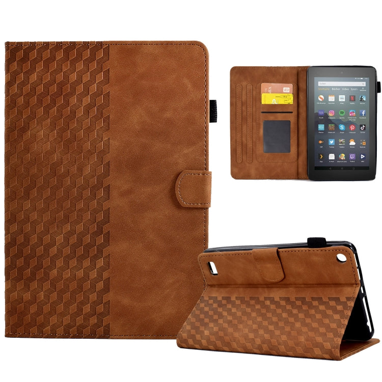 For Amazon Kindle Fire 7 2019 / 2017 / 2015 Rhombus Embossed Leather Tablet Case(Brown) - Amazon by PMC TechLife | Online Shopping South Africa | PMC TechLife | Buy Now Pay Later Mobicred