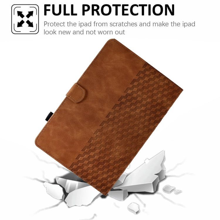 For Amazon Kindle Fire 7 2019 / 2017 / 2015 Rhombus Embossed Leather Tablet Case(Brown) - Amazon by PMC TechLife | Online Shopping South Africa | PMC TechLife | Buy Now Pay Later Mobicred
