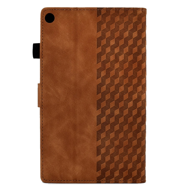 For Amazon Kindle Fire HD8 2018 / 2017 / 2016 Rhombus Embossed Leather Tablet Case(Brown) - Amazon by PMC TechLife | Online Shopping South Africa | PMC TechLife | Buy Now Pay Later Mobicred