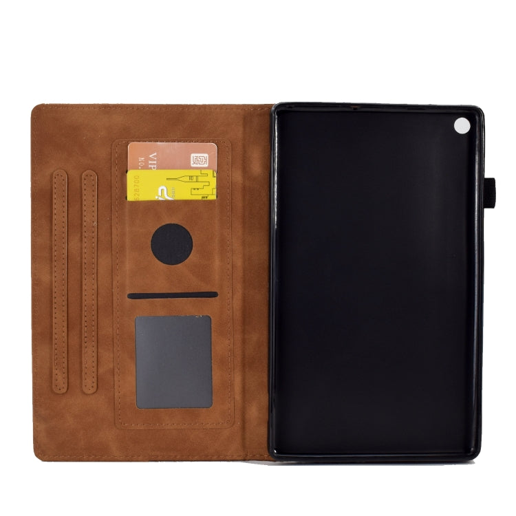 For Amazon Kindle Fire HD8 2018 / 2017 / 2016 Rhombus Embossed Leather Tablet Case(Brown) - Amazon by PMC TechLife | Online Shopping South Africa | PMC TechLife | Buy Now Pay Later Mobicred