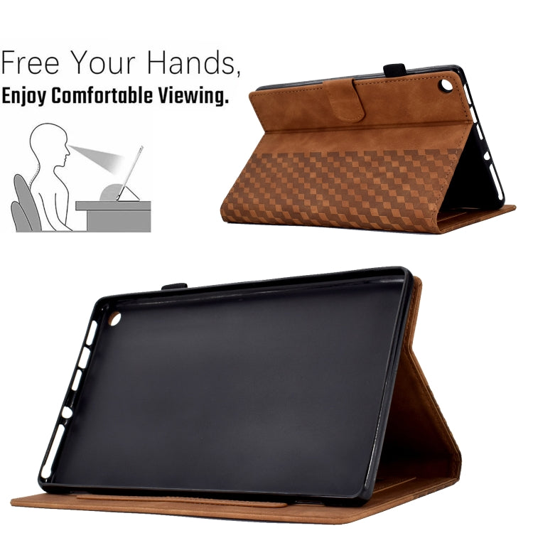 For Amazon Kindle Fire HD8 2018 / 2017 / 2016 Rhombus Embossed Leather Tablet Case(Brown) - Amazon by PMC TechLife | Online Shopping South Africa | PMC TechLife | Buy Now Pay Later Mobicred