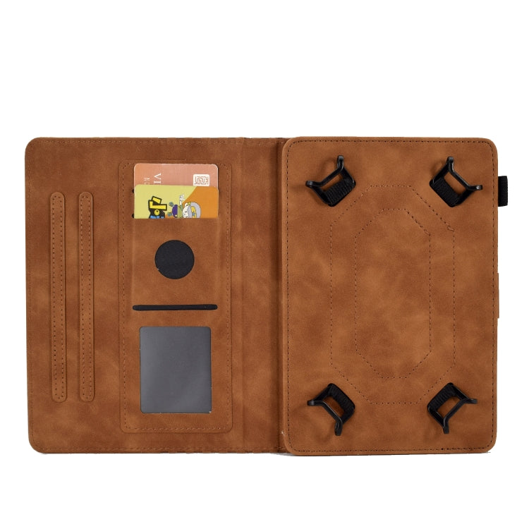 For 8.0 inch Universal Tablet Rhombus Embossed Leather Case(Brown) - 8 inch by PMC TechLife | Online Shopping South Africa | PMC TechLife | Buy Now Pay Later Mobicred