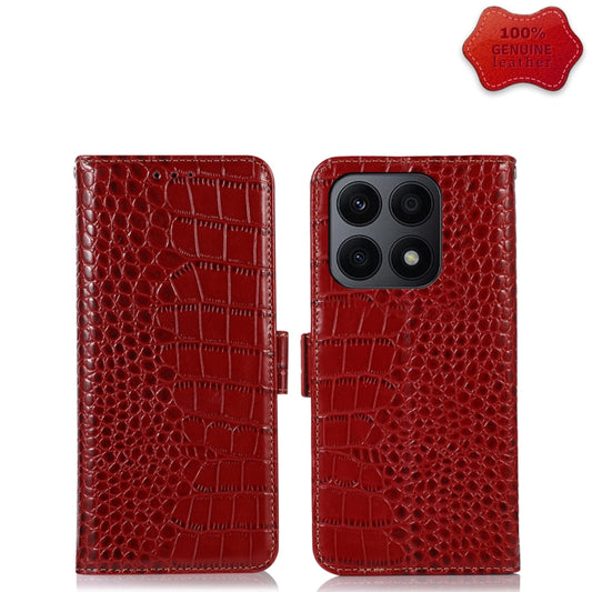 For Honor X8a 4G Crocodile Top Layer Cowhide Leather Phone Case(Red) - Honor Cases by PMC Jewellery | Online Shopping South Africa | PMC Jewellery | Buy Now Pay Later Mobicred