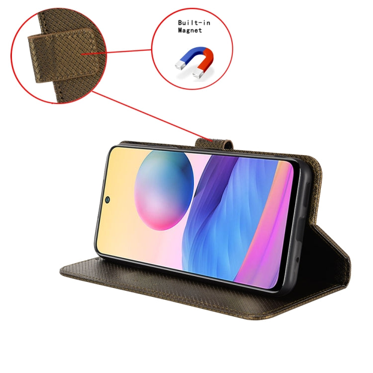 For Blackview A52 Diamond Texture Leather Phone Case(Brown) - More Brand by PMC TechLife | Online Shopping South Africa | PMC TechLife | Buy Now Pay Later Mobicred