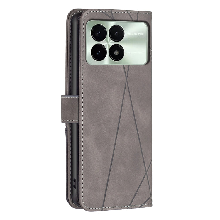 For Xiaomi Redmi K70 / K70 Pro Magnetic Buckle Rhombus Texture Leather Phone Case(Grey) - K70 Pro Cases by PMC Jewellery | Online Shopping South Africa | PMC Jewellery | Buy Now Pay Later Mobicred