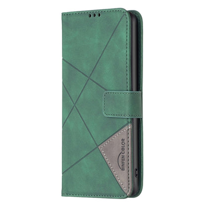 For Xiaomi Redmi Note 13 4G Global Magnetic Buckle Rhombus Texture Leather Phone Case(Green) - Note 13 Cases by PMC Jewellery | Online Shopping South Africa | PMC Jewellery | Buy Now Pay Later Mobicred