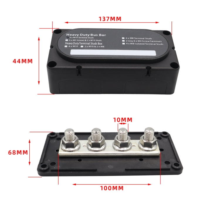 CP-3088-01 300A 48V 4-way M10 Terminal Busbar(Black) - Booster Cable & Clip by PMC TechLife | Online Shopping South Africa | PMC TechLife | Buy Now Pay Later Mobicred