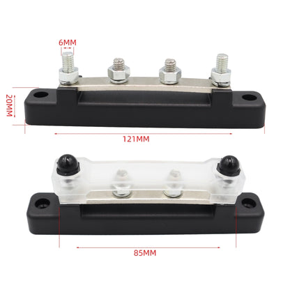 CP-3119 150A 12-48V RV Yacht Single-row 2-way Busbar with 4pcs Terminals(Black) - Booster Cable & Clip by PMC Jewellery | Online Shopping South Africa | PMC Jewellery | Buy Now Pay Later Mobicred