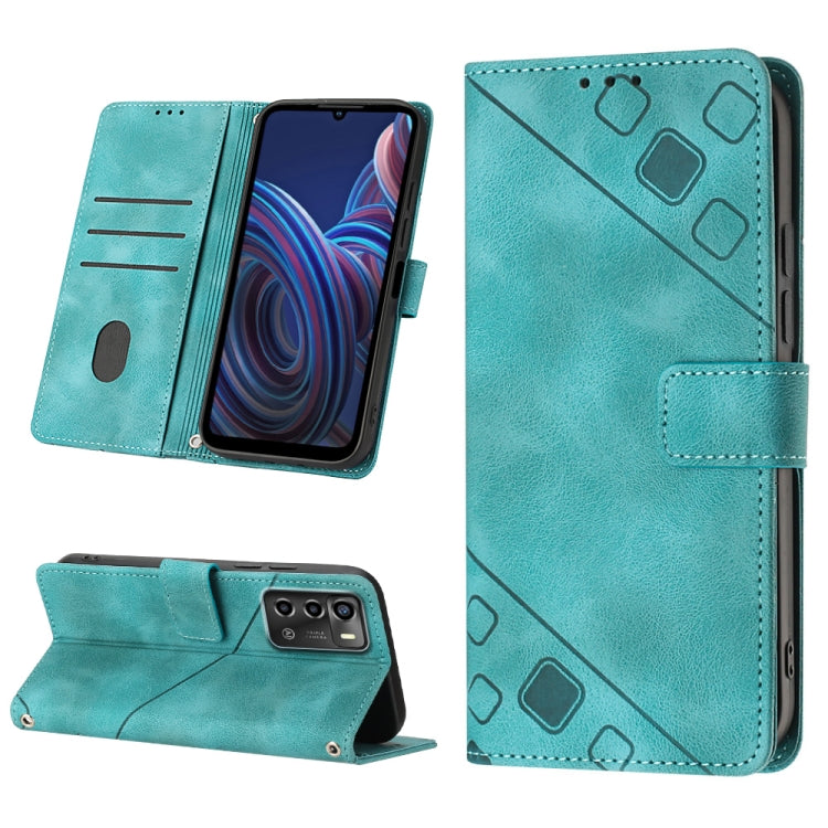 For ZTE Blade A72 Skin-feel Embossed Leather Phone Case(Green) - ZTE Cases by PMC Jewellery | Online Shopping South Africa | PMC Jewellery