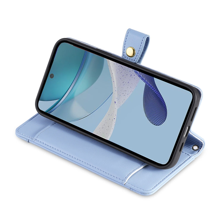 For Kyocera Android One S10 Sheep Texture Cross-body Zipper Wallet Leather Phone Case(Blue) - More Brand by PMC TechLife | Online Shopping South Africa | PMC TechLife | Buy Now Pay Later Mobicred