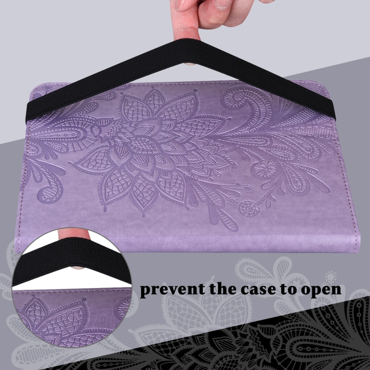 For Lenovo Tab M9 Lace Flower Embossing Pattern Leather Tablet Case(Purple) - Lenovo by PMC TechLife | Online Shopping South Africa | PMC TechLife | Buy Now Pay Later Mobicred