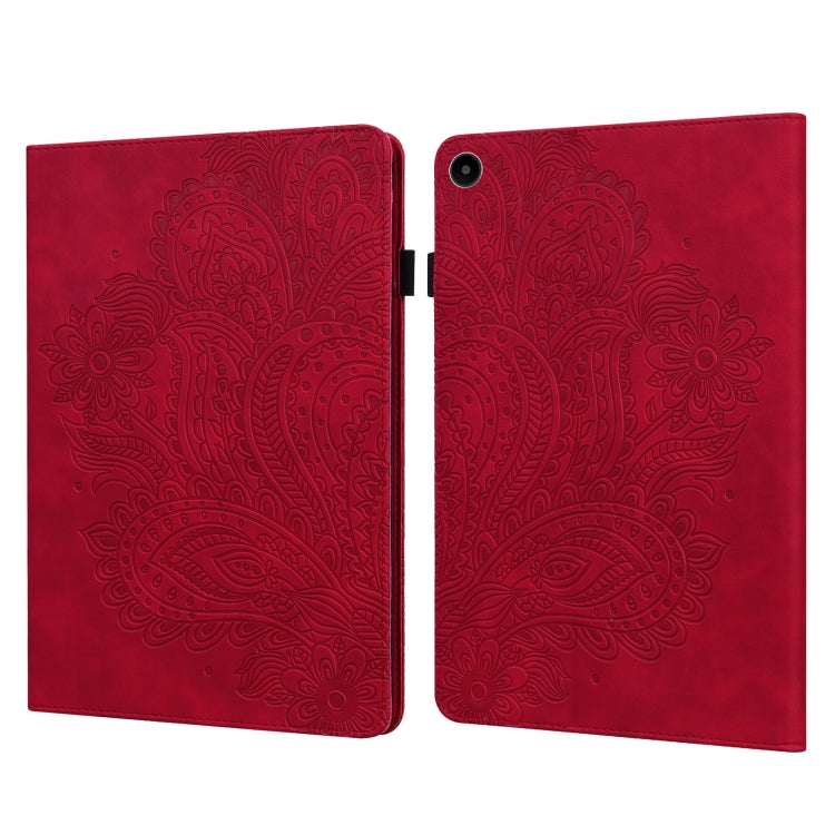 For Huawei MatePad SE 10.4 2022 Peacock Embossed Pattern Leather Tablet Case(Red) - Huawei by PMC TechLife | Online Shopping South Africa | PMC TechLife | Buy Now Pay Later Mobicred