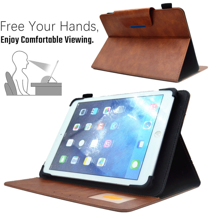 For 8 inch Suede Cross Texture Magnetic Clasp Leather Tablet Case(Brown) - 8 inch by PMC TechLife | Online Shopping South Africa | PMC TechLife | Buy Now Pay Later Mobicred