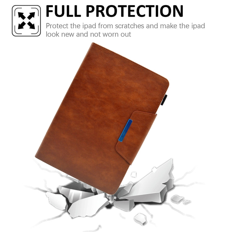 For 10 inch Suede Cross Texture Magnetic Clasp Leather Tablet Case(Brown) - 10 - 11 inch by PMC TechLife | Online Shopping South Africa | PMC TechLife | Buy Now Pay Later Mobicred