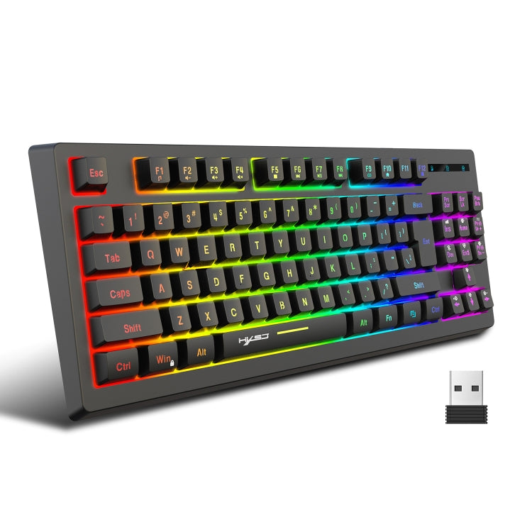 HXSJ L100 87 Keys RGB Backlit Film 2.4G Wireless Keyboard(Black) - Wireless Keyboard by HXSJ | Online Shopping South Africa | PMC Jewellery | Buy Now Pay Later Mobicred