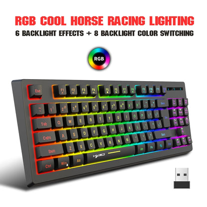 HXSJ L100 87 Keys RGB Backlit Film 2.4G Wireless Keyboard(Black) - Wireless Keyboard by HXSJ | Online Shopping South Africa | PMC Jewellery | Buy Now Pay Later Mobicred