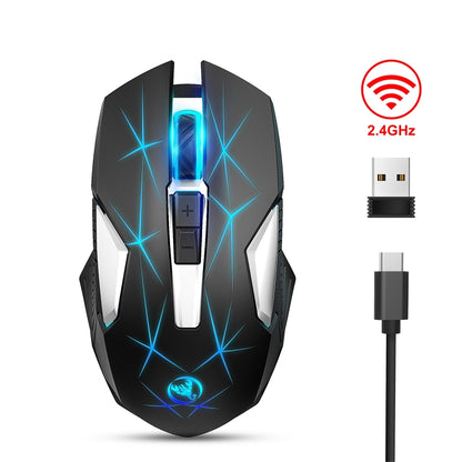 HXSJ T300 7 Keys 2400DPI 2.4G Colorful Luminous Wireless Mouse(Black) - Wireless Mice by HXSJ | Online Shopping South Africa | PMC Jewellery | Buy Now Pay Later Mobicred