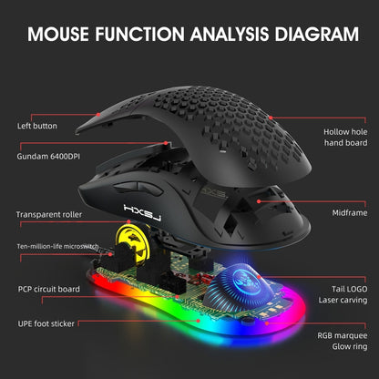 HXSJ X600 6 Keys RGB Luminous Macro Programming Wired Gaming Mouse(Black) - Wired Mice by HXSJ | Online Shopping South Africa | PMC Jewellery | Buy Now Pay Later Mobicred