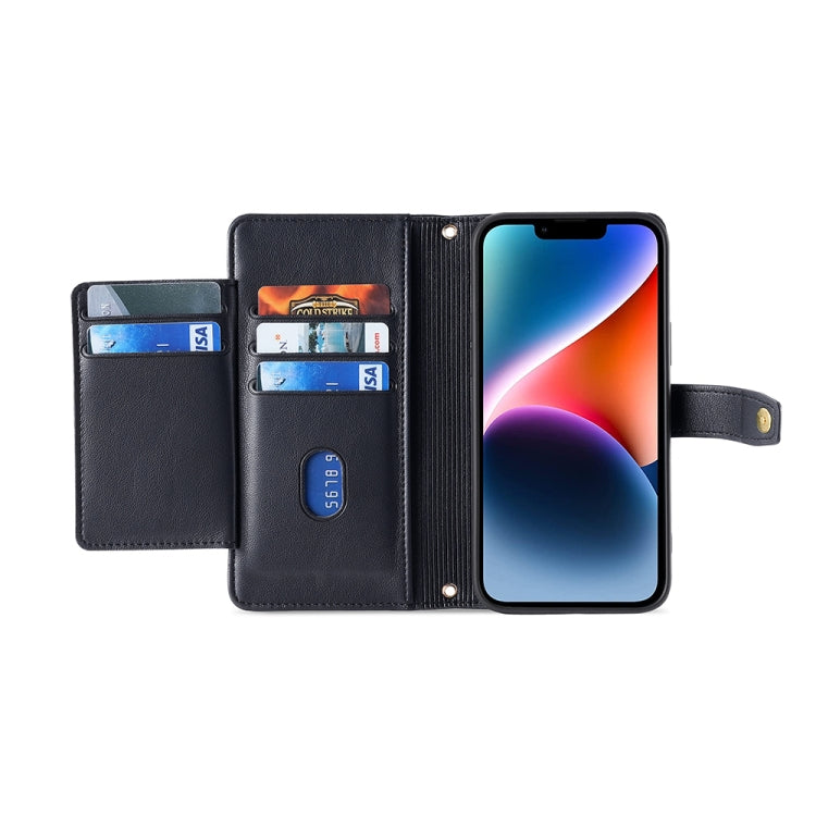 For Honor X7A Sheep Texture Cross-body Zipper Wallet Leather Phone Case(Black) - Honor Cases by PMC TechLife | Online Shopping South Africa | PMC TechLife | Buy Now Pay Later Mobicred