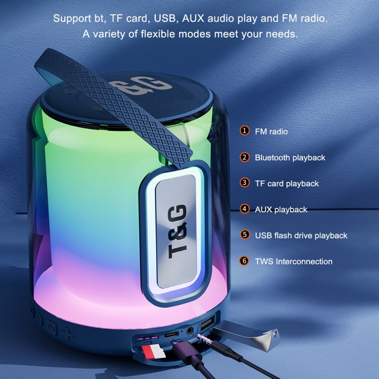 T&G TG376 360 Degree Full Screen LED Light RGB Multicolor Wireless Bluetooth Speaker Subwoofer(Grey) - free shipping - PMC Jewellery - Order now!