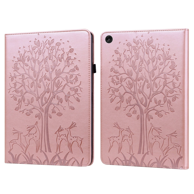 For Lenovo Tab M10 3rd Gen Tree & Deer Pattern Embossed Leather Tablet Case(Pink) - Lenovo by PMC TechLife | Online Shopping South Africa | PMC TechLife | Buy Now Pay Later Mobicred