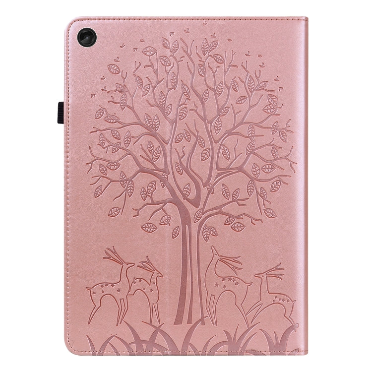 For Lenovo Tab M10 3rd Gen Tree & Deer Pattern Embossed Leather Tablet Case(Pink) - Lenovo by PMC TechLife | Online Shopping South Africa | PMC TechLife | Buy Now Pay Later Mobicred