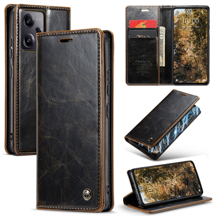 For Xiaomi Redmi Note 12 Pro+ 5G CaseMe 003 Crazy Horse Texture Leather Phone Case(Coffee) - Xiaomi Cases by CaseMe | Online Shopping South Africa | PMC Jewellery | Buy Now Pay Later Mobicred