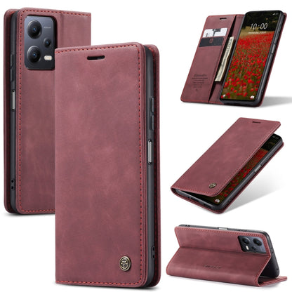 For Xiaomi Redmi Note 12 5G / Poco X5 CaseMe 013 Multifunctional Horizontal Flip Leather Phone Case(Wine Red) - Xiaomi Cases by CaseMe | Online Shopping South Africa | PMC Jewellery | Buy Now Pay Later Mobicred