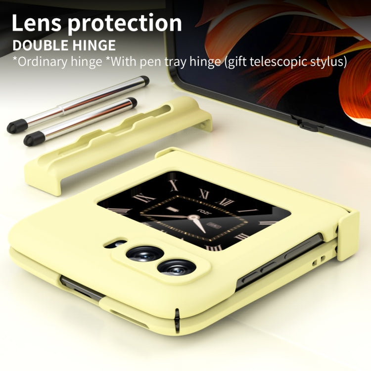For Motorola Razr 2022 Macaron Three-piece Set Phone Case with Stylus(Yellow) - Motorola Cases by PMC TechLife | Online Shopping South Africa | PMC TechLife | Buy Now Pay Later Mobicred