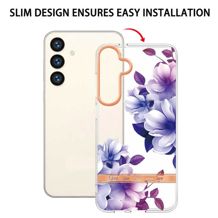 For Samsung Galaxy S24+ 5G Flowers and Plants Series IMD TPU Phone Case(Purple Begonia) - Galaxy S24+ 5G Cases by PMC Jewellery | Online Shopping South Africa | PMC Jewellery