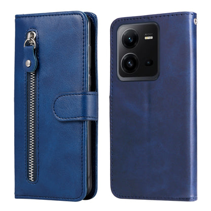 For vivo V25 5G/V25e 4G Calf Texture Zipper Leather Phone Case(Blue) - vivo Cases by PMC Jewellery | Online Shopping South Africa | PMC Jewellery