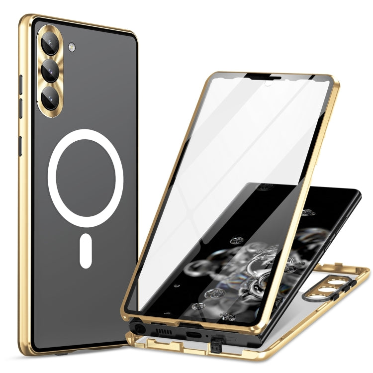 For Samsung Galaxy S22 5G HD Full Cover Magsafe Magnetic Metal Tempered Glass Phone Case(Gold) - Galaxy S22 5G Cases by PMC Jewellery | Online Shopping South Africa | PMC Jewellery