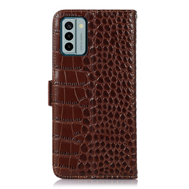 For Nokia G22 4G Crocodile Top Layer Cowhide Leather Phone Case(Brown) - Nokia Cases by PMC TechLife | Online Shopping South Africa | PMC TechLife | Buy Now Pay Later Mobicred