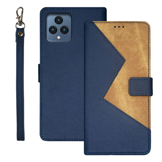 For T-Mobile REVVL 6 5G idewei Two-color Splicing Leather Phone Case(Blue) - More Brand by idewei | Online Shopping South Africa | PMC Jewellery | Buy Now Pay Later Mobicred