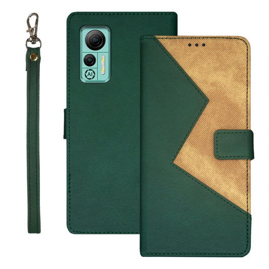 For Ulefone Note 14 idewei Two-color Splicing Leather Phone Case(Green) - Ulefone Cases by idewei | Online Shopping South Africa | PMC Jewellery | Buy Now Pay Later Mobicred