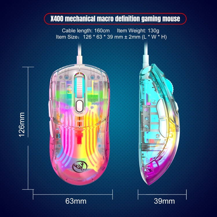 X400 7 Keys Transparent RGB Wired Gaming Mouse - Wired Mice by PMC Jewellery | Online Shopping South Africa | PMC Jewellery | Buy Now Pay Later Mobicred