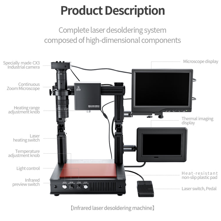 Mega-idea Intelligent Infrared Laser Desoldering Machine, Model:Without Microscope Set(EU Plug) - free shipping - PMC TechLife - Order now!